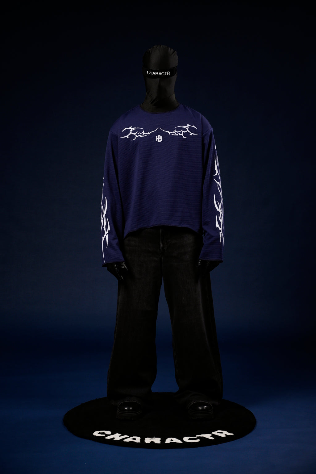 Chrome blue waffle knit sweater