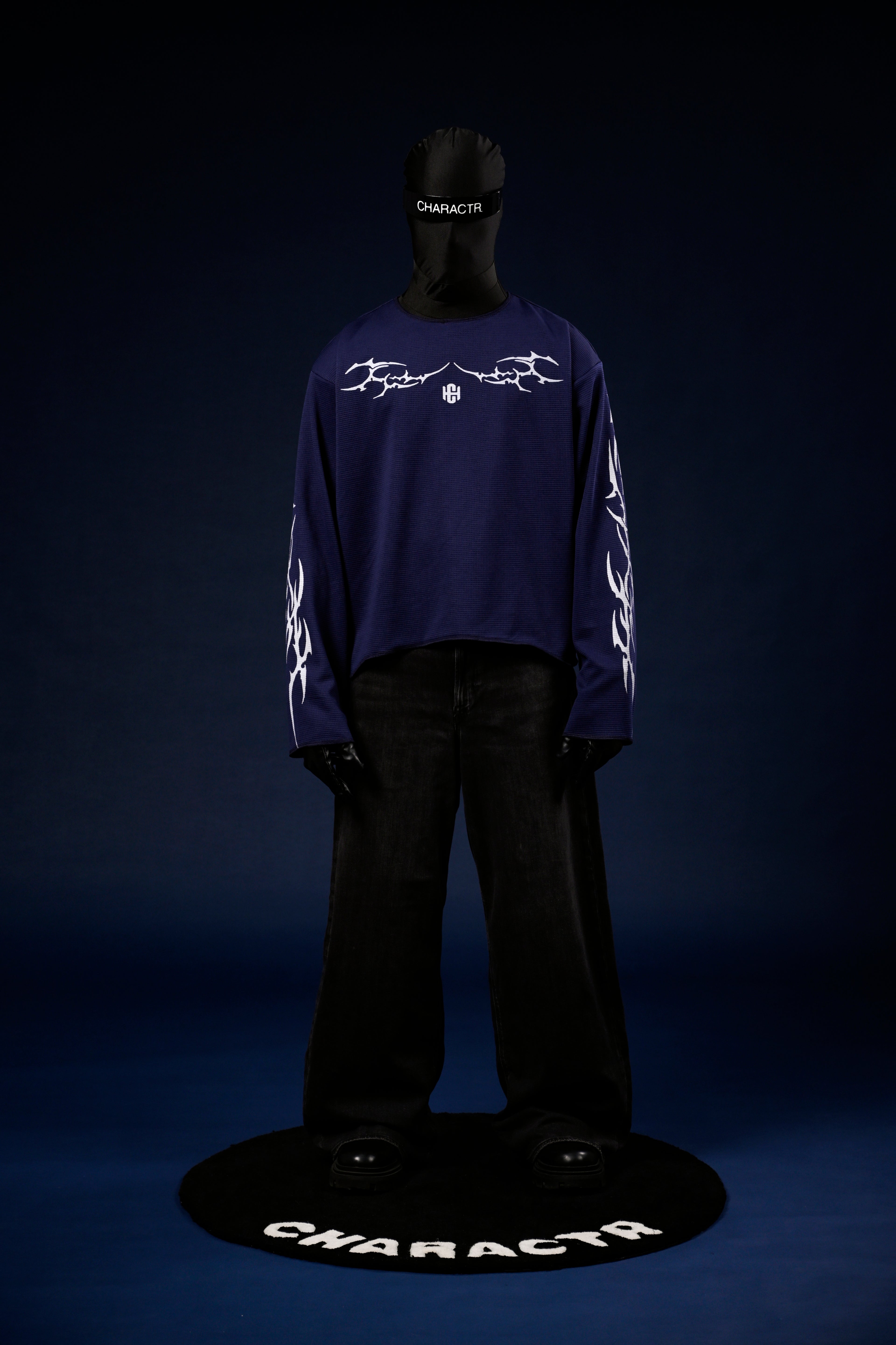 Chrome blue waffle knit sweater