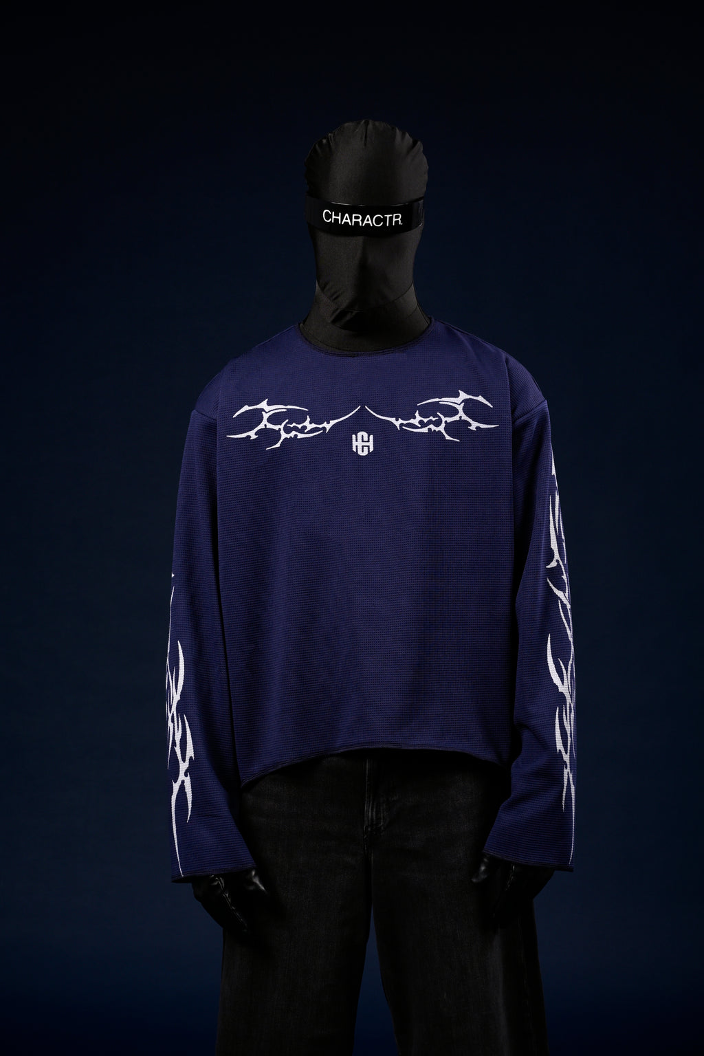 Chrome blue waffle knit sweater