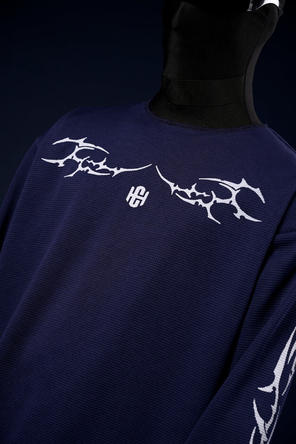 Chrome blue waffle knit sweater