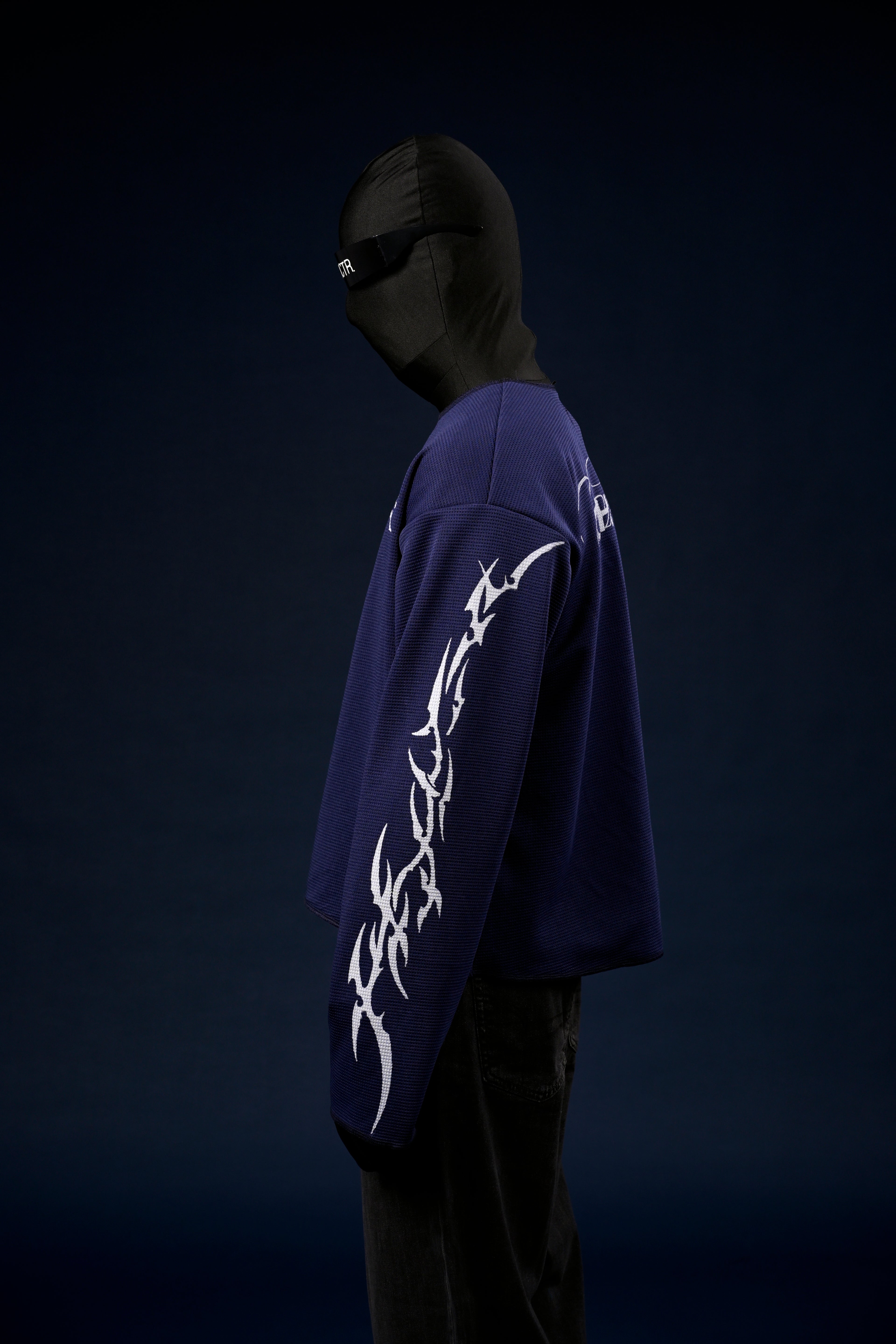 Chrome blue waffle knit sweater