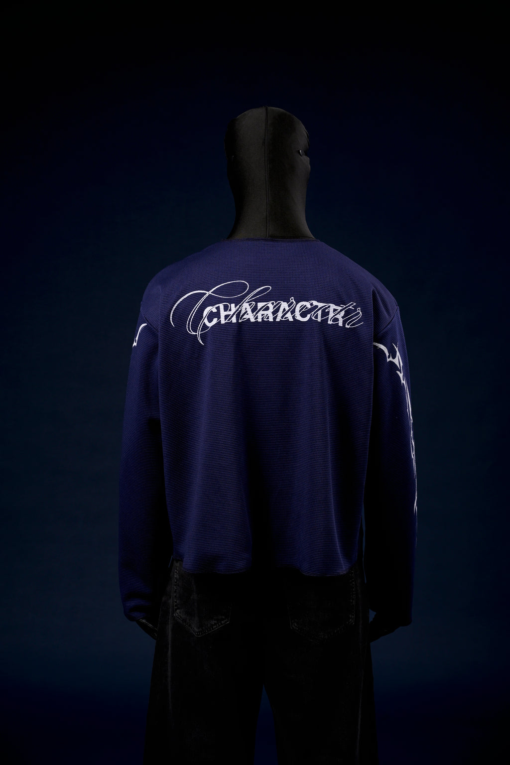 Chrome blue waffle knit sweater