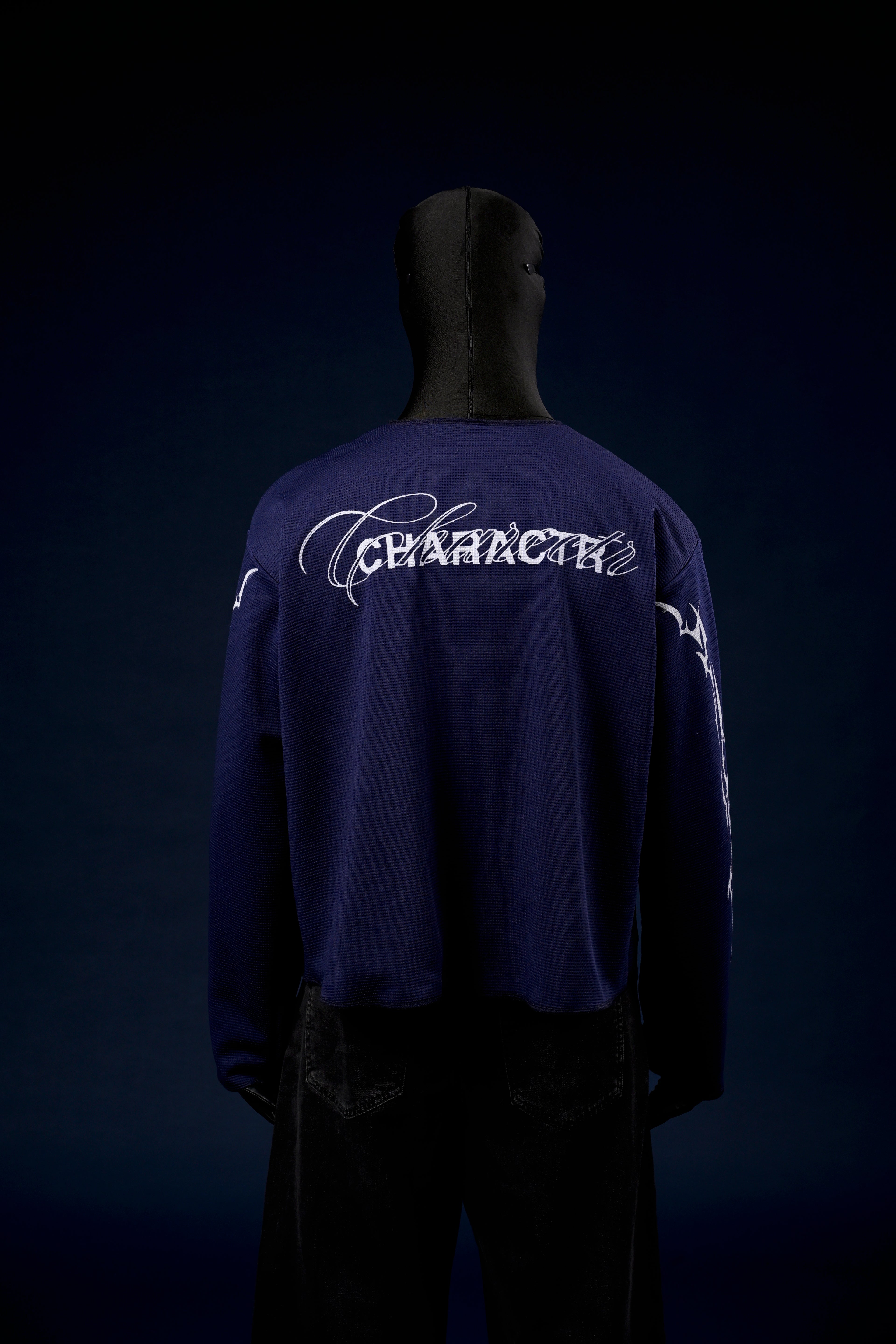 Chrome blue waffle knit sweater