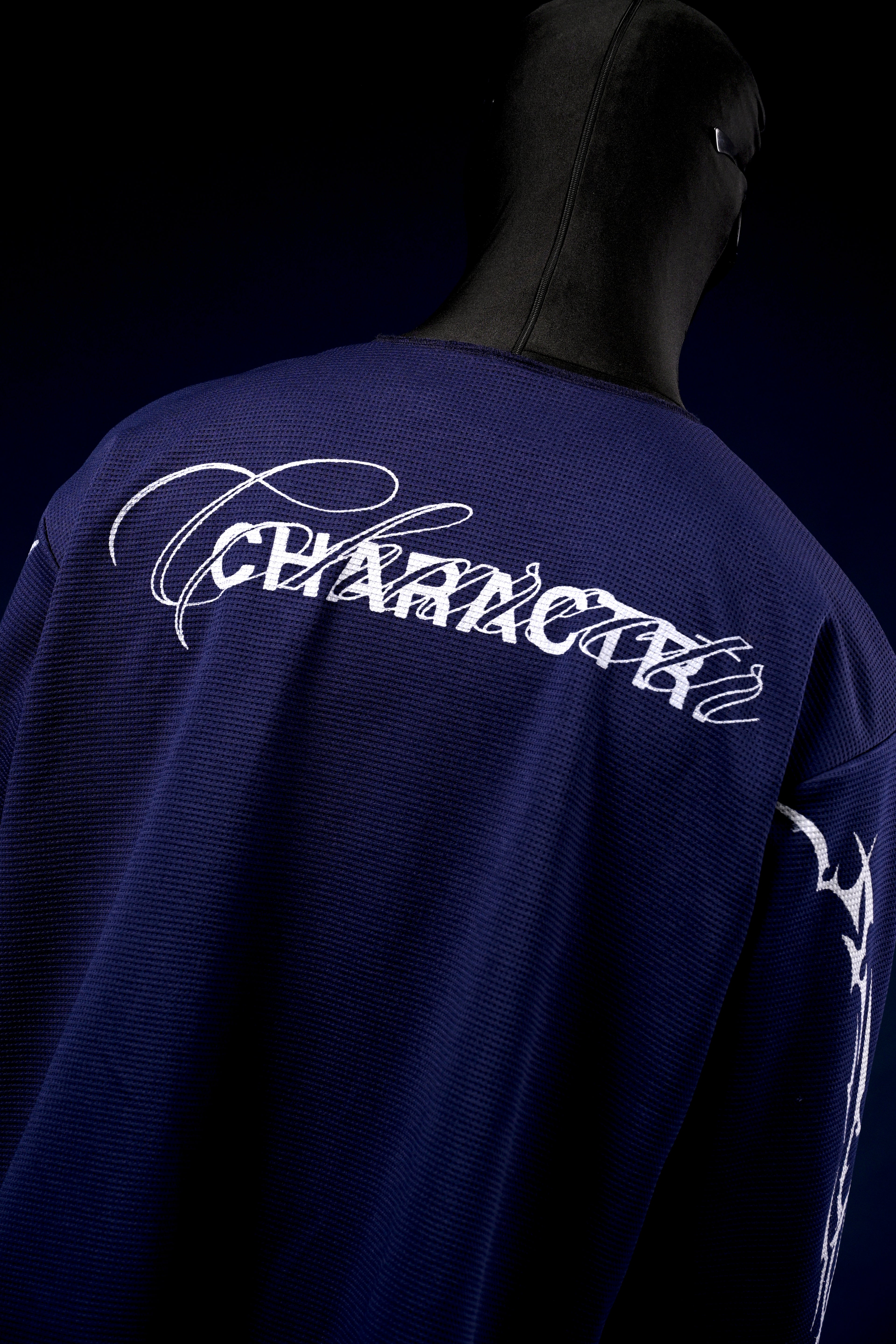 Chrome blue waffle knit sweater