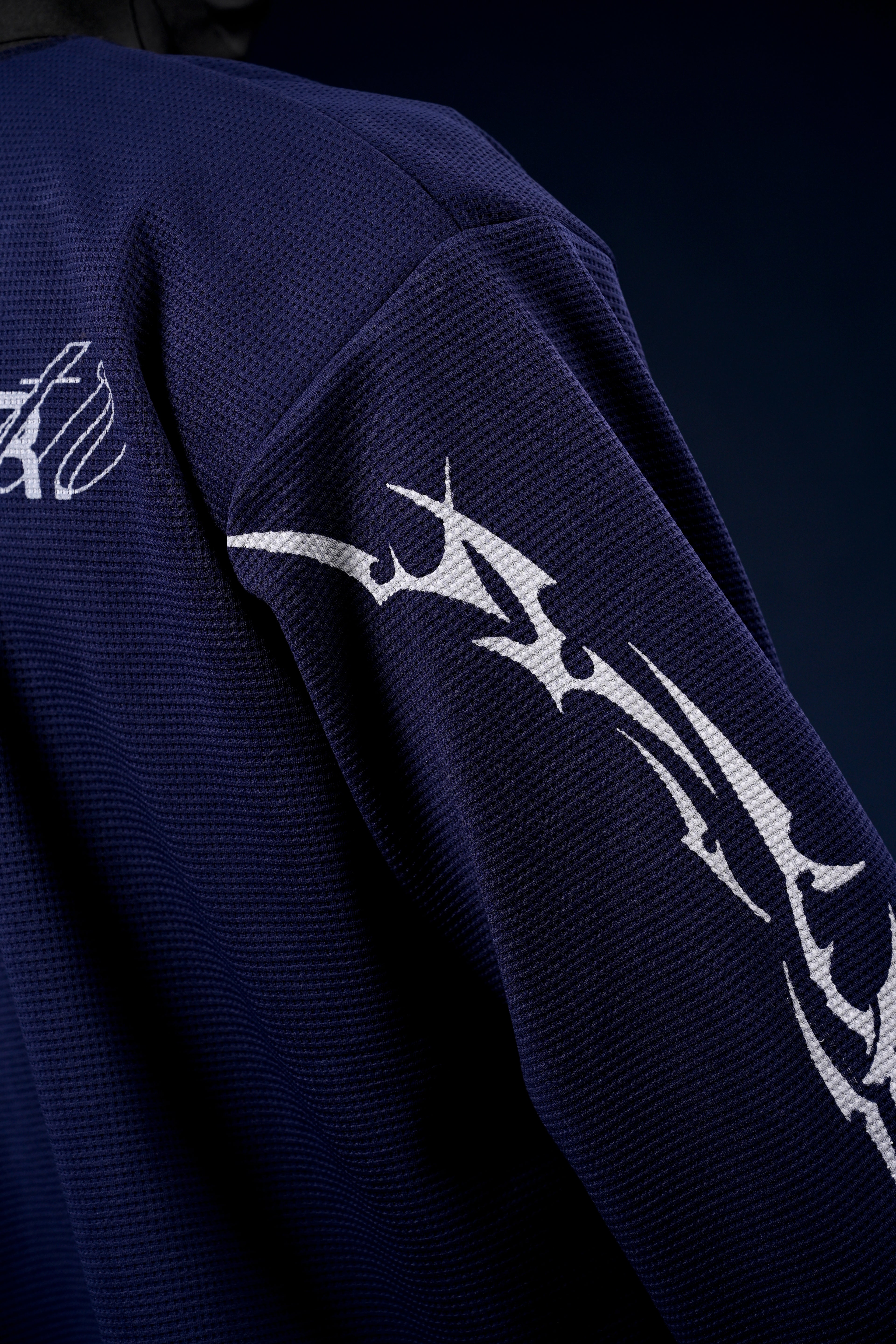 Chrome blue waffle knit sweater