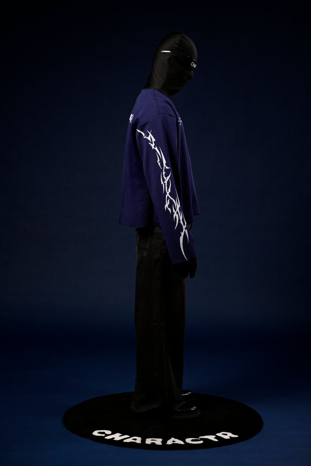 Chrome blue waffle knit sweater