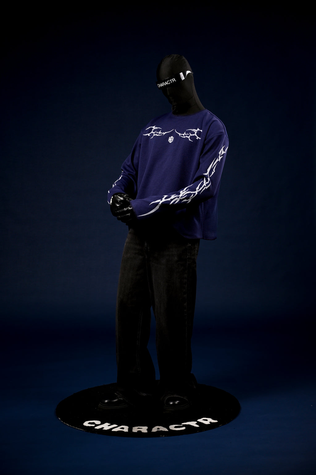 Chrome blue waffle knit sweater