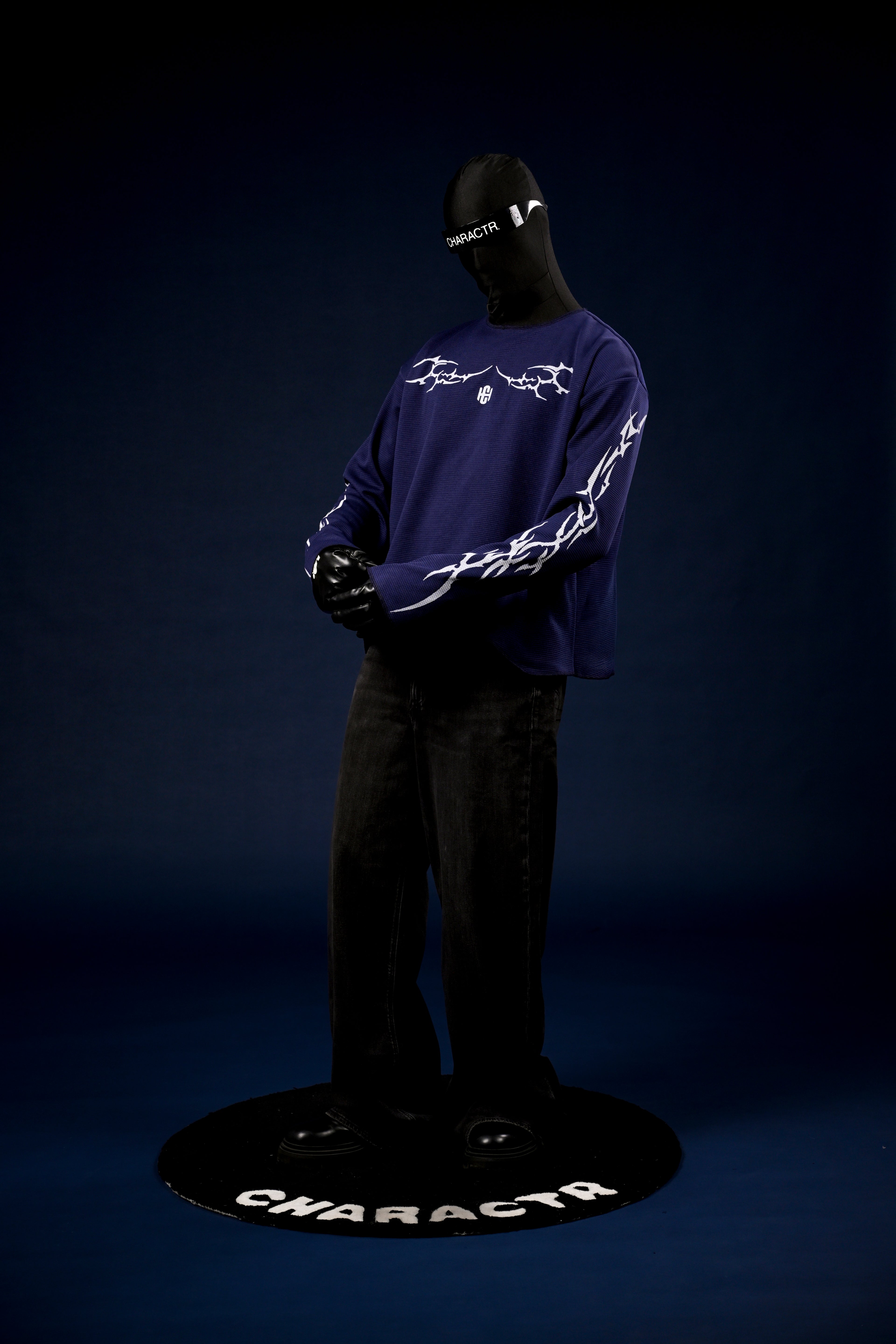 Chrome blue waffle knit sweater